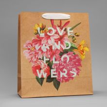 Пакет крафтовый вертикальный «Love and flowers»